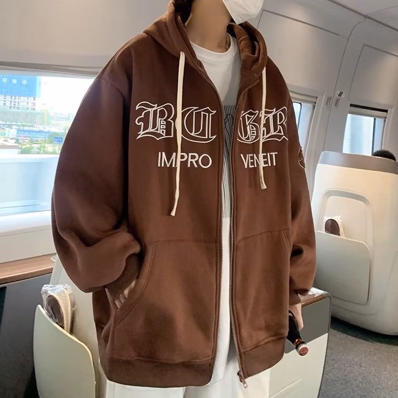 Áo Khoác Nỉ Dây Kéo Thêu Chữ Impro Form Rộng Nam Nữ Đều Mặc Được Tp67 - Golden Dream