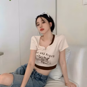 Áo Thun Nữ Croptop Cổ Tròn Tay Ngắn Psych - Ausa House