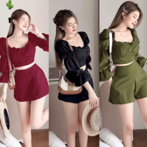 Set Đầm Nữ Td Nhúng Bèo Tay Phồng - Ausa House