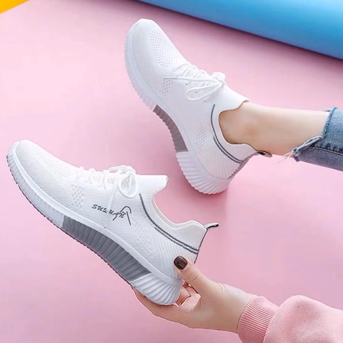 Giày Thể Thao Nữ Cổ Chun Lưới Thoáng Phiên Bản Đế Mềm, Bền Đẹp - Ha Anh - Ảnh 3