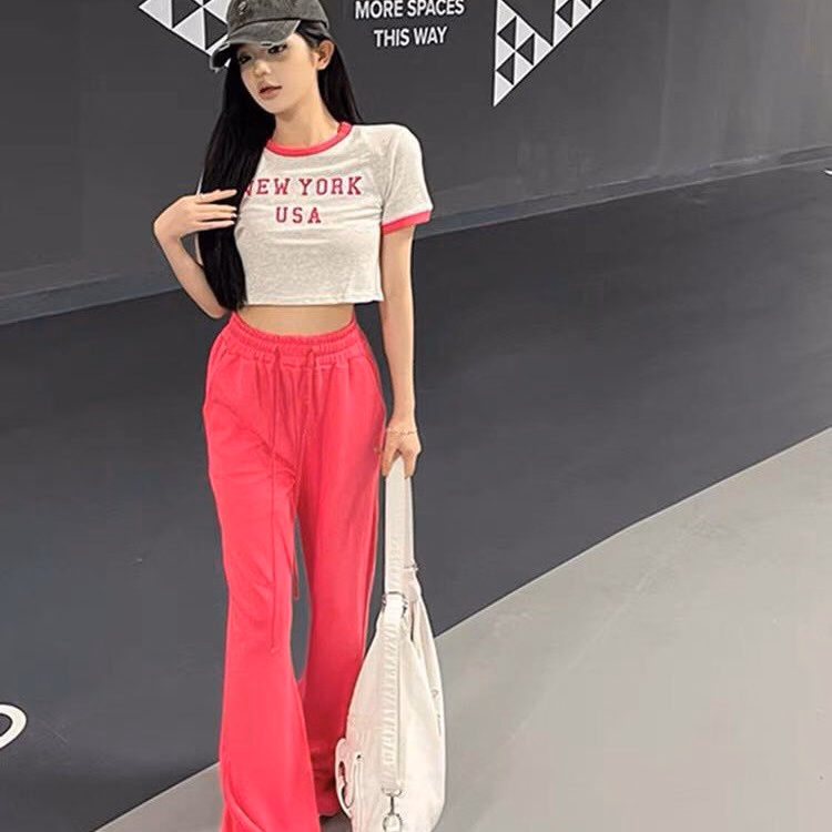 Set Bộ Đồ Nữ Thun Gân Áo Crotop Phối Quần Ống Rộng Bt862 - Nana House