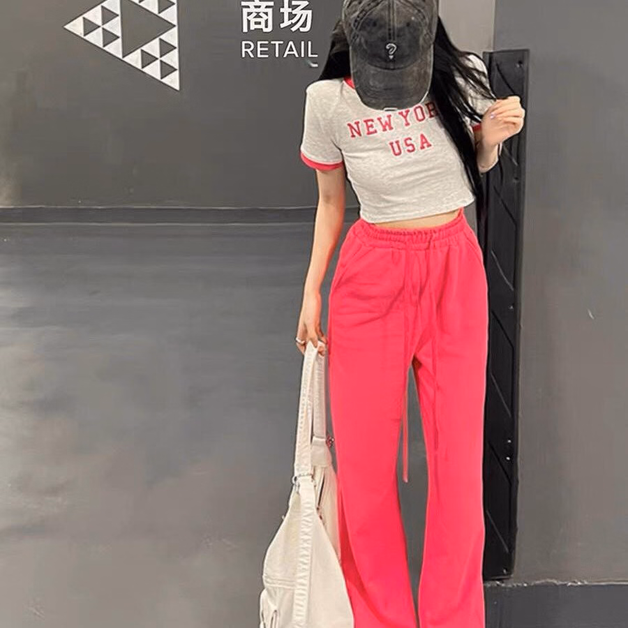 Set Bộ Đồ Nữ Thun Gân Áo Crotop Phối Quần Ống Rộng Bt862 - Nana House - Ảnh 3