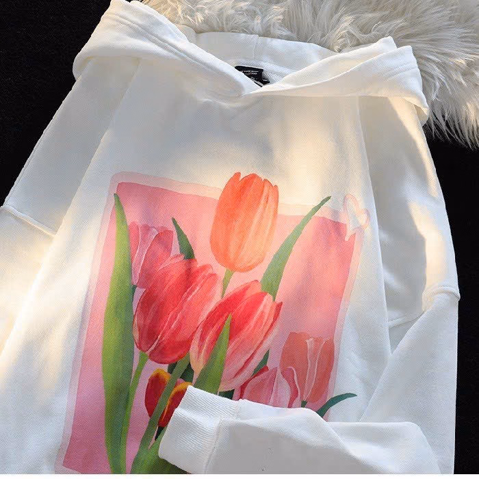 Áo Khoác Nỉ Hoodie Nam Nữ Với Chất Dáng Form Rộng Chất Liệu Vải Áo Dày Dặn Trước Áo In Hình Bông Hoa Tulip Bao Đẹp Sắc Nét Áo Đẹp Hàng Hot Trend-Htm Fashion