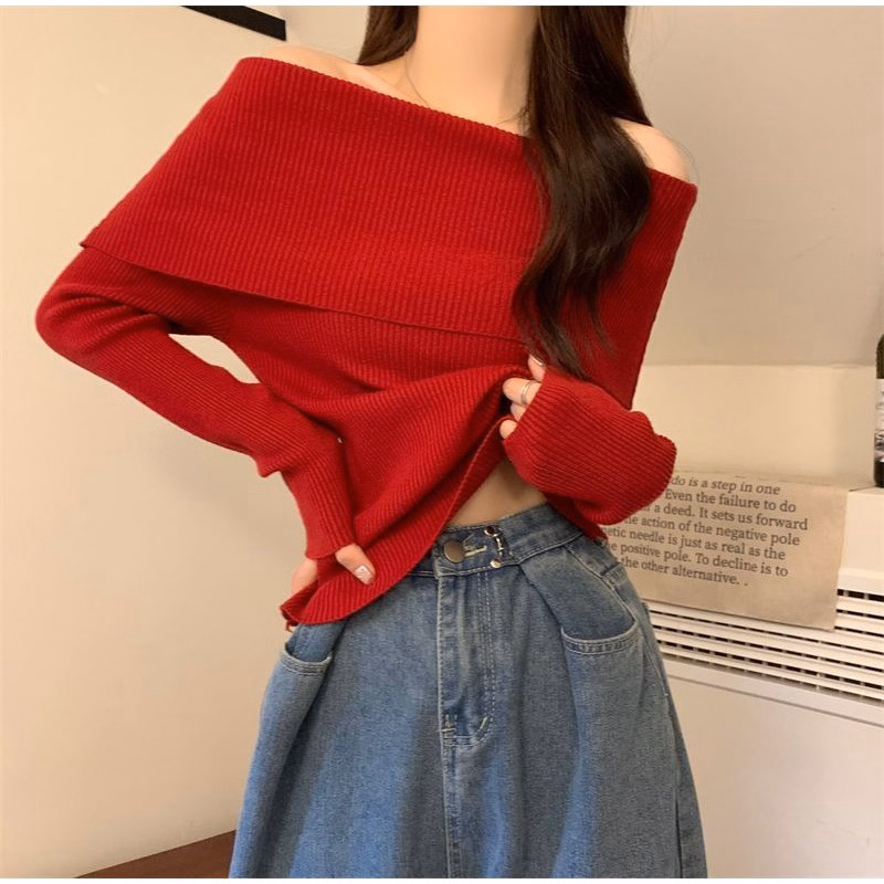 Áo Len Bẹt Vai Dài Tay Chất Len Mềm Mịn Phong Cách Tiểu Thư Slcxa75 - Chipxinhxk - Ảnh 2