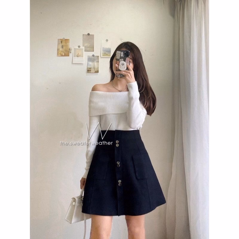 Áo Len Bẹt Vai Dài Tay Chất Len Mềm Mịn Phong Cách Tiểu Thư Slcxa75 - Chipxinhxk - Ảnh 8