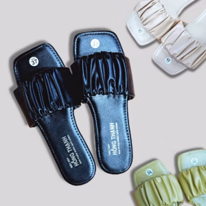 Dép Nữ Đế Bệt Quai Ngang Bản Nhúm Chần Chỉ 3 Màu Cực Xinh - Shop Mẹ Bống