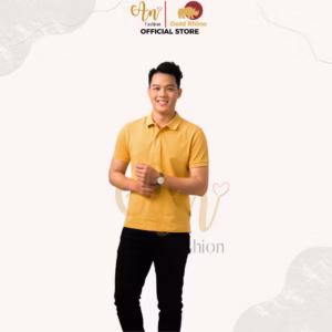 Polo Nam Màu Vàng Nghệ 100% Cotton Cao Cấp Kháng Khuẩn Thoáng Mát - Gold Rhino