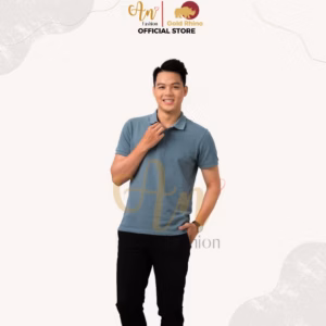 Polo Nam Màu Xanh Đá 100% Cotton Cao Cấp Kháng Khuẩn Thoáng Mát - Gold Rhino