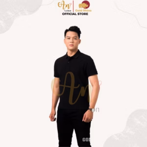 Polo Nam Màu Đen 100% Cotton Cao Cấp Kháng Khuẩn Thoáng Mát - Gold Rhino