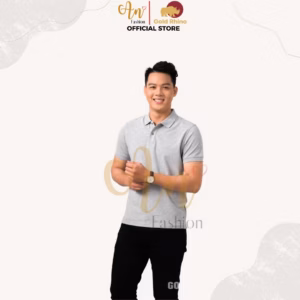 Polo Nam Màu Xám Tiêu 100% Cotton Cao Cấp Kháng Khuẩn Thoáng Mát - Gold Rhino