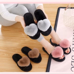 Dép Lông Trái Tim Lớn - Silver