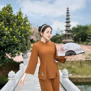 Set Bộ Đồ Lam Thêu Đính Nút Đi Chùa Thanh Lịch Dd013 - Nana House