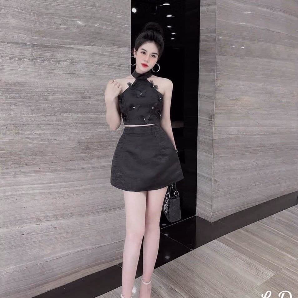 Set Bộ Đồ Nữ Áo Crotop Cổ Yếm Mix Chân Váy Ngắn Sa875 - Sam Store - Ảnh 4