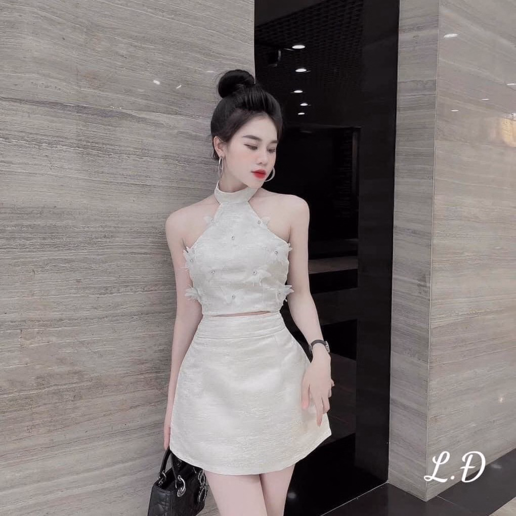 Set Bộ Đồ Nữ Áo Crotop Cổ Yếm Mix Chân Váy Ngắn Sa875 - Sam Store - Ảnh 3