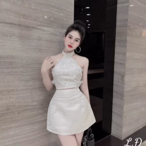 Set Bộ Đồ Nữ Áo Crotop Cổ Yếm Mix Chân Váy Ngắn Sa875 - Sam Store