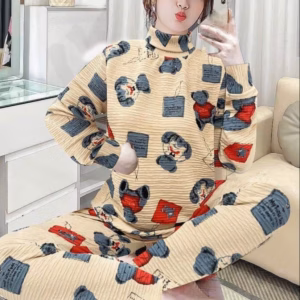 Set Đồ Bộ Nữ Ủ Kem Xốp Nhật Tay Dài Quần Dài Dưới 65Kg - Shop Mẹ Bống