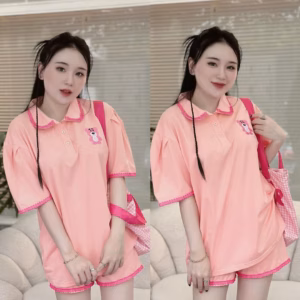 Set Bộ Thun Cổ Bẻ Phối Viền Thêu Gấu Sa743 - Sam Store