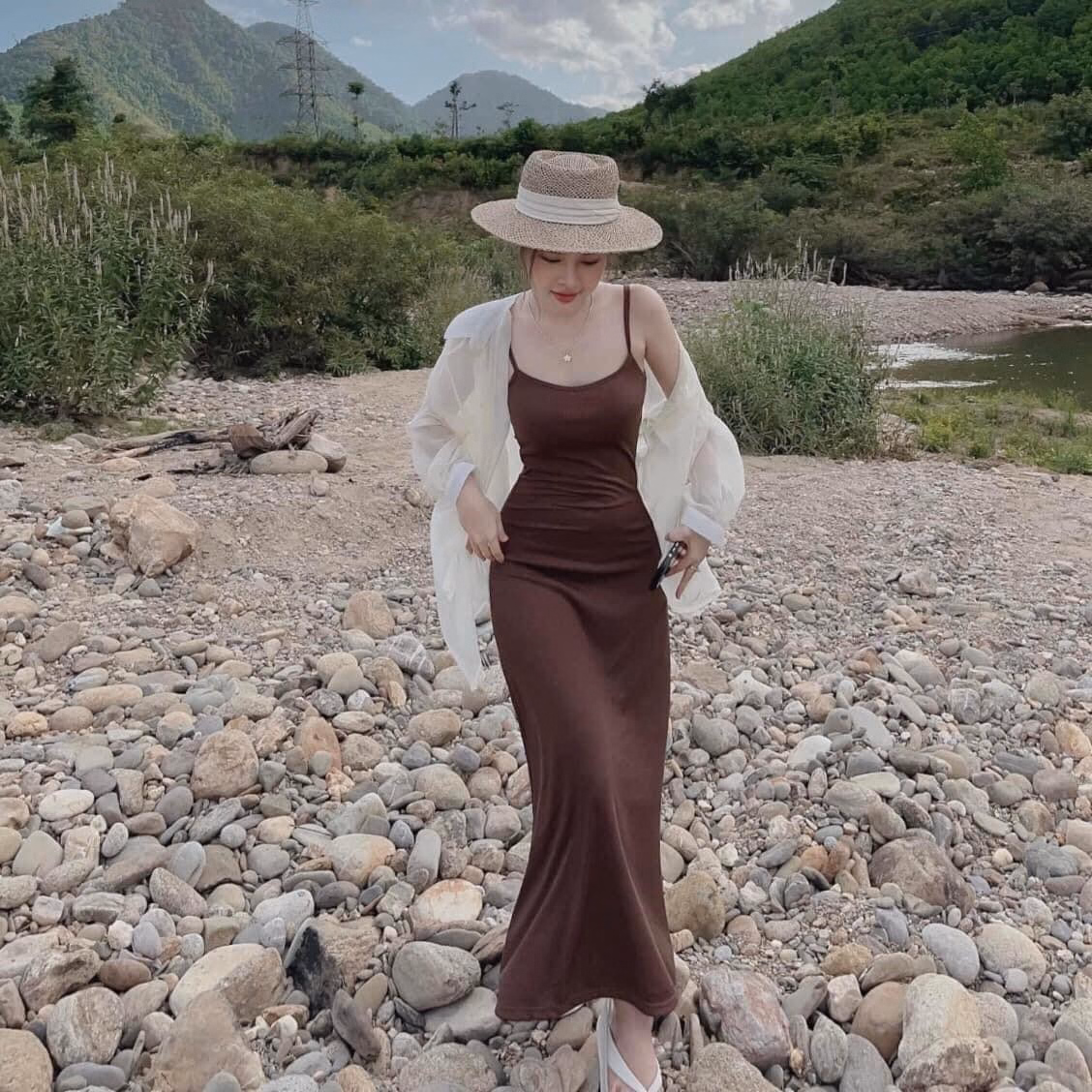 Set Đầm Váy Nữ Maxi 2 Dây Mix Áo Khoác Voan Tơ Sa881 - Sam Store - Ảnh 3