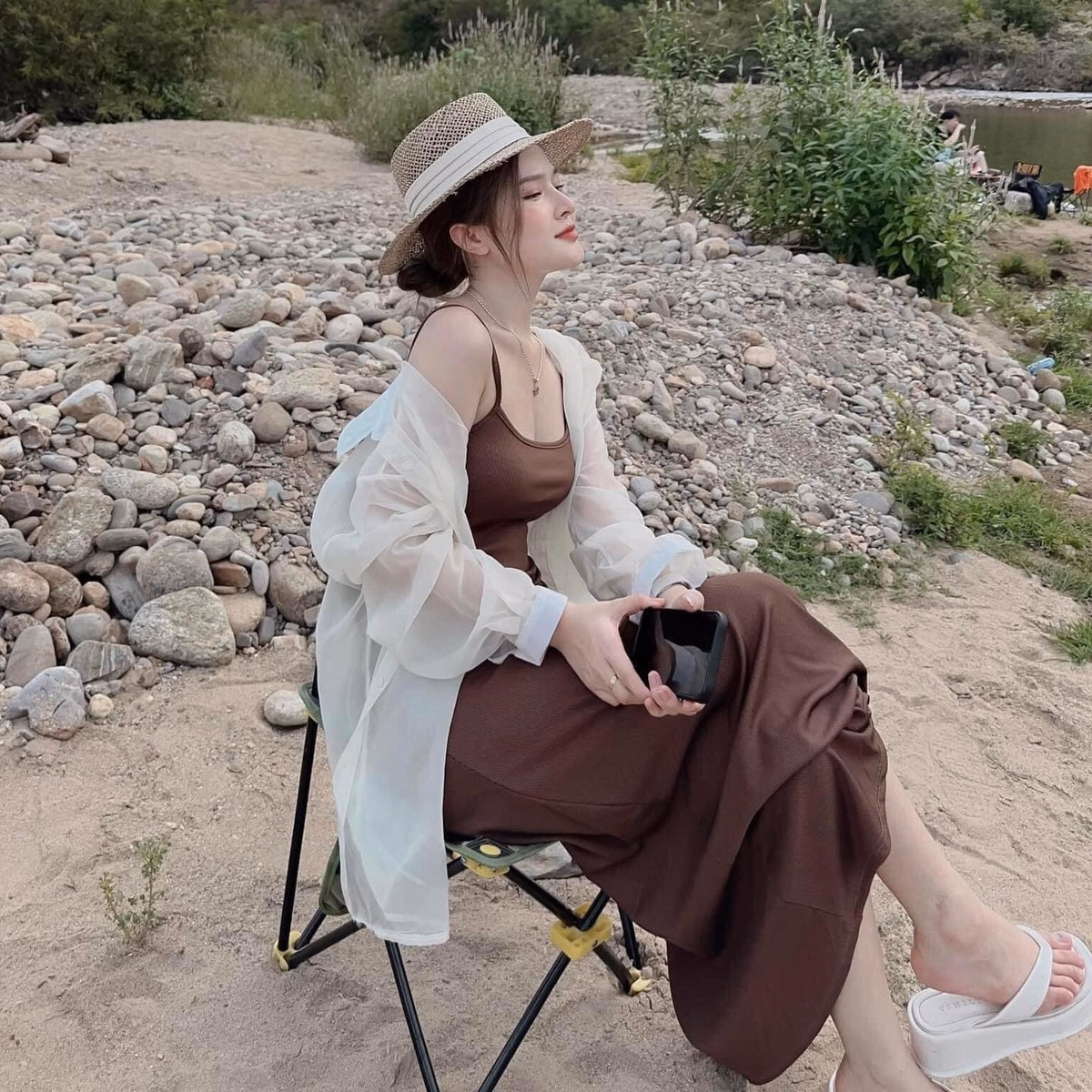 Set Đầm Váy Nữ Maxi 2 Dây Mix Áo Khoác Voan Tơ Sa881 - Sam Store - Ảnh 5