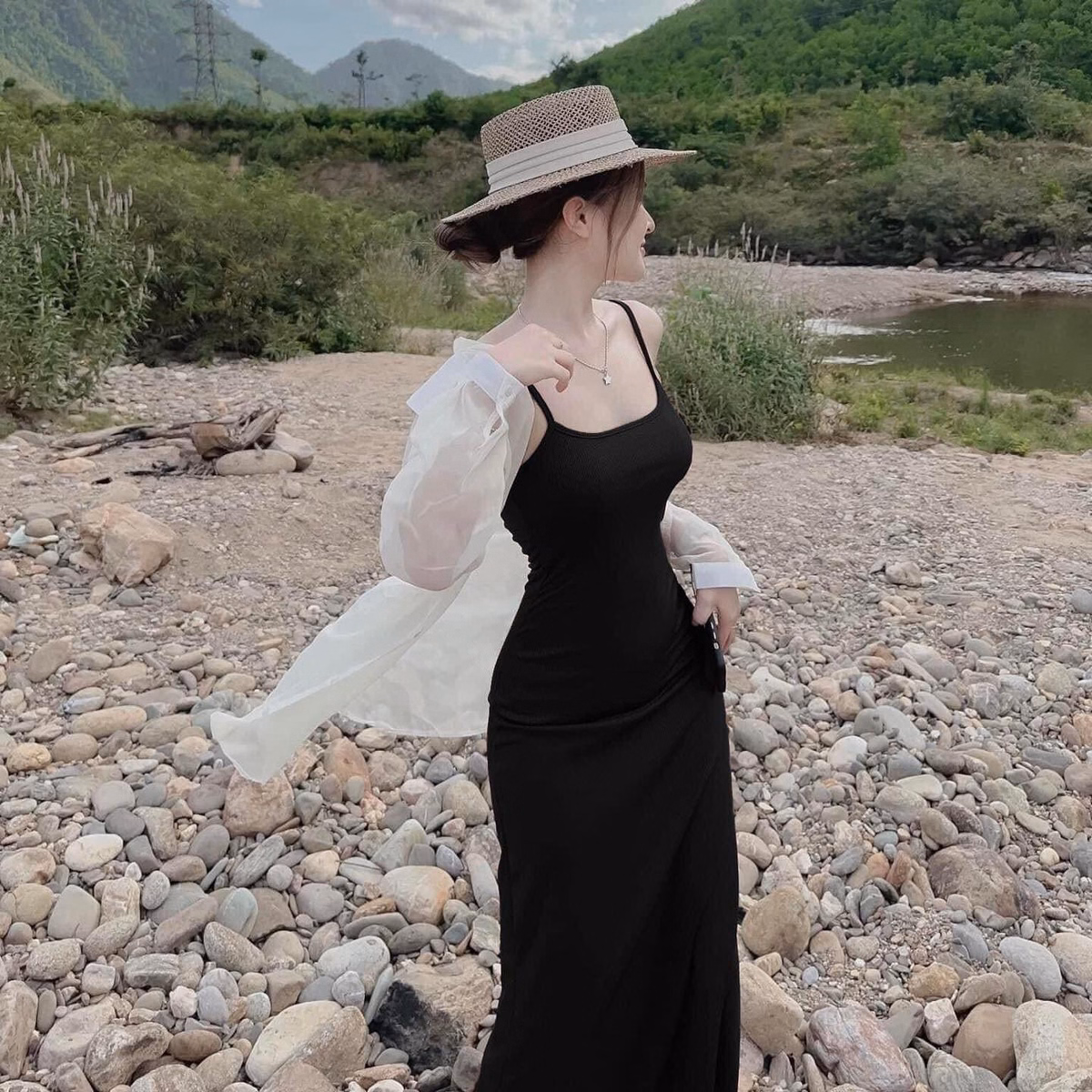 Set Đầm Váy Nữ Maxi 2 Dây Mix Áo Khoác Voan Tơ Sa881 - Sam Store - Ảnh 4