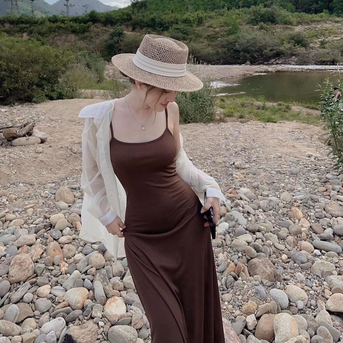 Set Đầm Váy Nữ Maxi 2 Dây Mix Áo Khoác Voan Tơ Sa881 - Sam Store - Ảnh 7