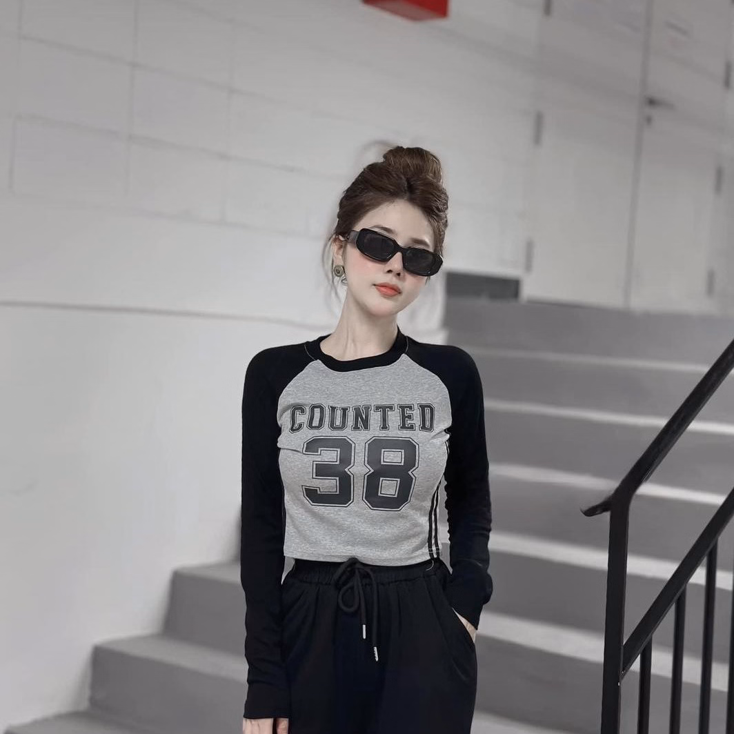 Set Bộ Đồ Nữ 38 Áo Crotop Tay Dài Mix Quần Ống Suông Sa854 - Sam Store - Ảnh 3