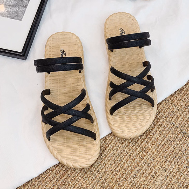 Giày Sandal, Dép Nữ Giả Cói Thời Trang Quai Chéo Đế Bằng - Shop Mẹ Bống - Ảnh 7