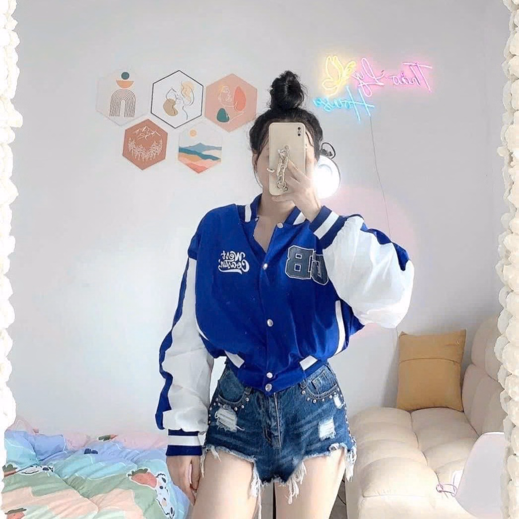 Áo Khoác Lửng Croptop Dù Nữ Có 2 Lớp Với Chất Dáng Form Đẹp In Chữ Gb Phối Cánh Tay Unisex Siêu Ngầu Áo Đẹp Hàng Hot Trend-Htm Fashion - Ảnh 9