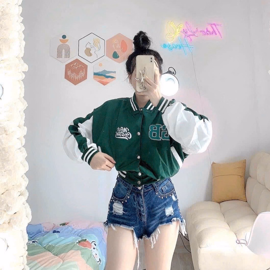 Áo Khoác Lửng Croptop Dù Nữ Có 2 Lớp Với Chất Dáng Form Đẹp In Chữ Gb Phối Cánh Tay Unisex Siêu Ngầu Áo Đẹp Hàng Hot Trend-Htm Fashion - Ảnh 3