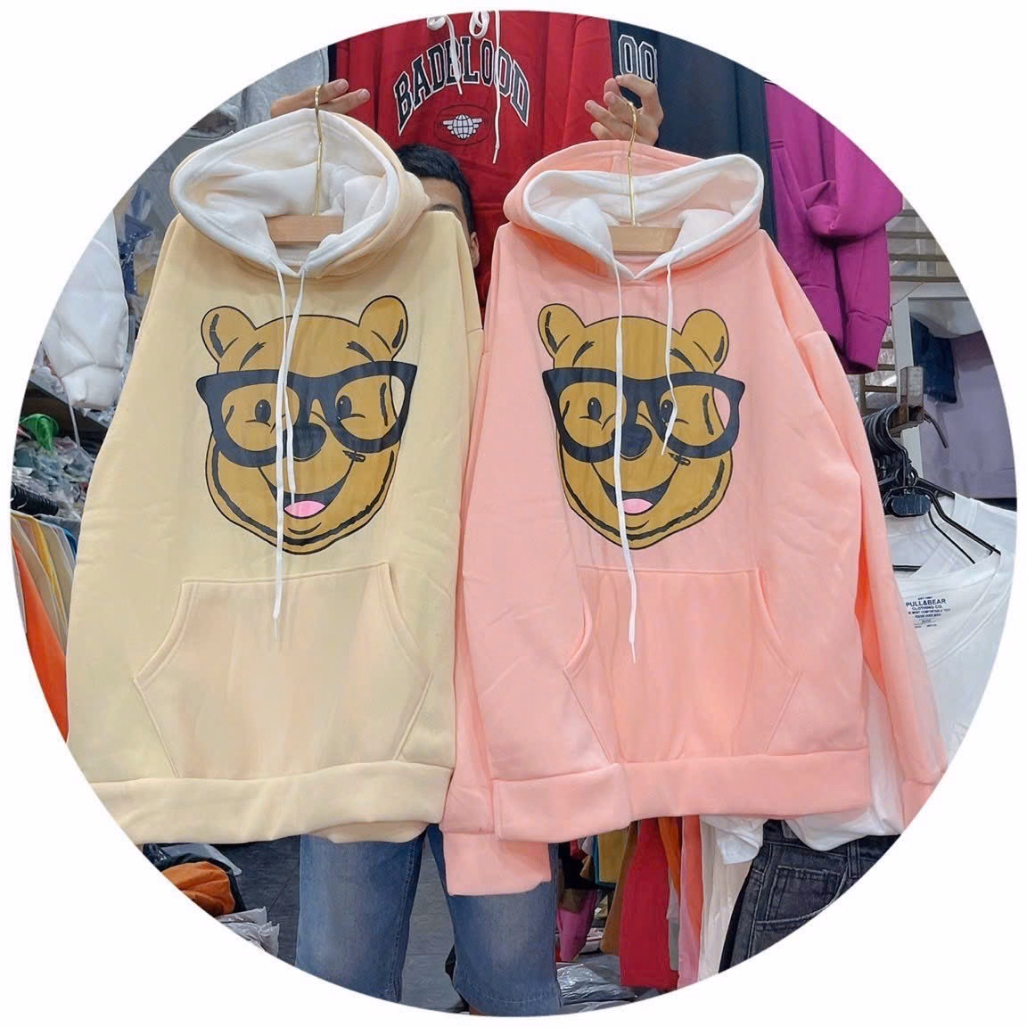 Áo Hoodie Nỉ Nam Nữ Với Chất Liệu Vải Nỉ Ngoại Dày Dặn Form Rộng Áo Có In Hoạt Hình Gấu Đeo Kính Bao Đáng Yêu Mẫu Áo Đẹp Hàng Hot Trend-Htm Fashion - Ảnh 7