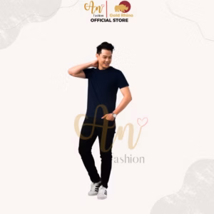 Áo Thun Nam Cổ Tròn Màu Xanh Đen 100% Cotton Cao Cấp - Gold Rhino