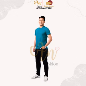 Áo Thun Nam Cổ Tròn Màu Xanh Cổ Vịt 100% Cotton Cao Cấp - Gold Rhino