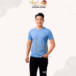 Áo Thun Nam Cổ Tròn Màu Xanh Biển 100% Cotton Cao Cấp - Gold Rhino