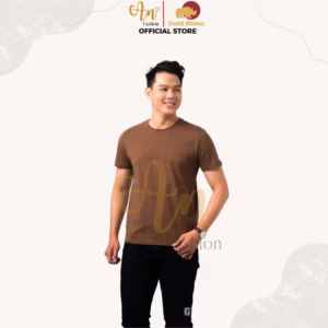Áo Thun Nam Cổ Tròn Màu Nâu 100% Cotton Cao Cấp - Gold Rhino