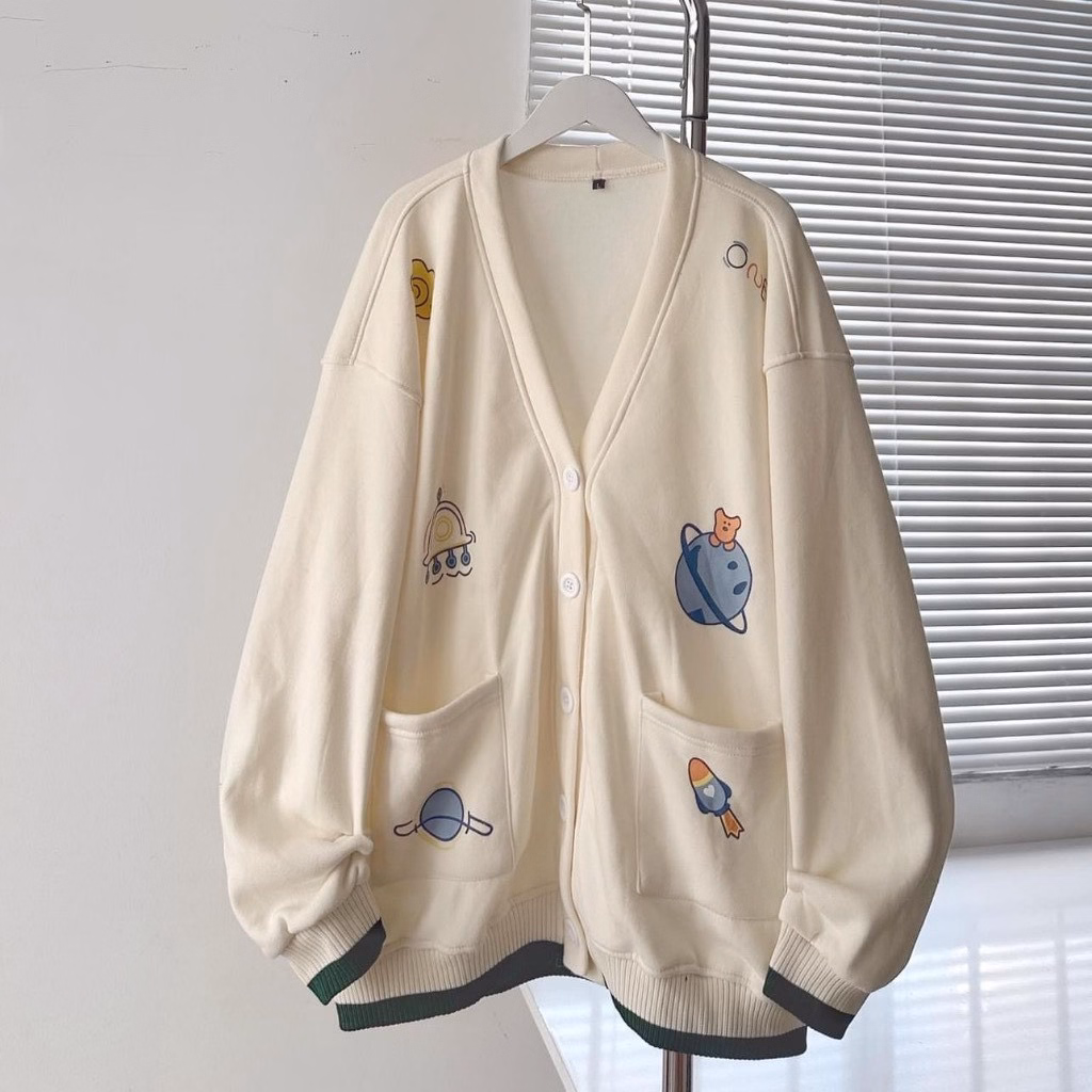 Áo Hoodie Nỉ Nam Nữ Phối Với Dáng Nỉ Ngoại Vải Áo Dày Dặn Thoáng Mát Áo In Mặt Trăng Của Phi Hành Gia Bao Cute Áo Đẹp Hàng Hot Trend-Htm Fashion - Ảnh 4