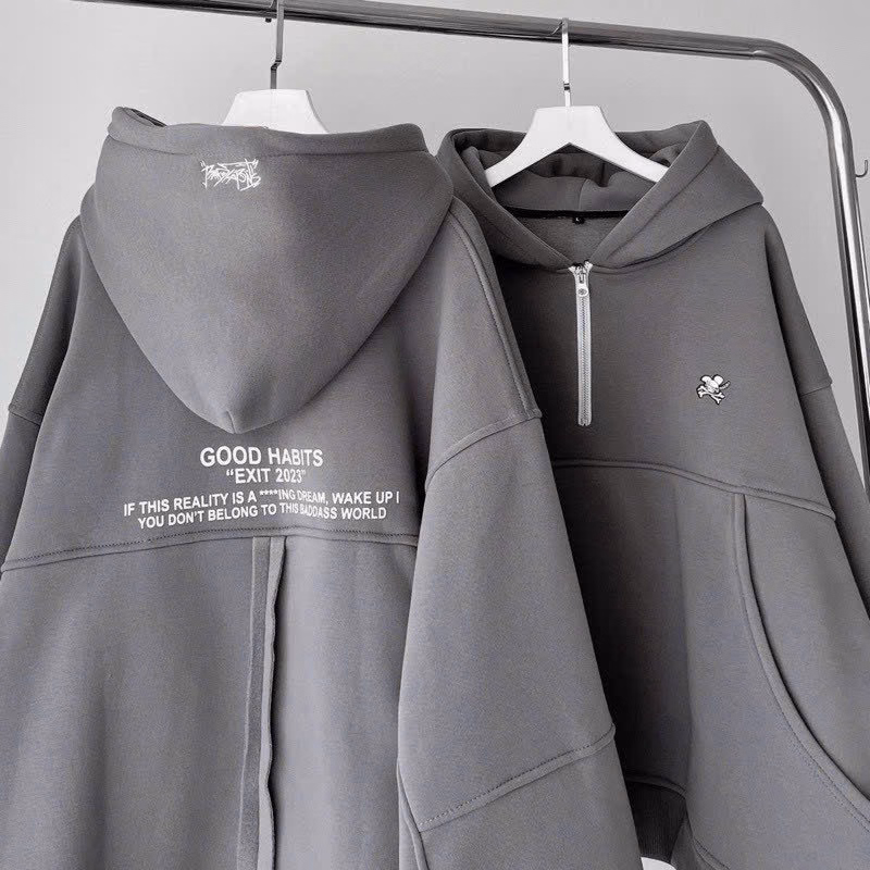 Áo Hoodie Nỉ Nam Nữ Phối Dáng Zíp Form Rộng Bao Đẹp Áo In Chữ Good Habits Bao Đẹp Chất Liệu Vải Nỉ Dày Dặn Có Nón Cute Áo Đẹp Hàng Hot Trend-Htm Fashion - Ảnh 17