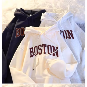 Áo Khoác Hoodie Nỉ Nam Nữ Phối Với Dáng Form Rộng Có Nón Trùm Đầu Siêu Cute Trước Áo Có In Chữ Boston Đậm Nét Cá Tính Áo Đẹp Hàng Hot Trend-Htm Fashion