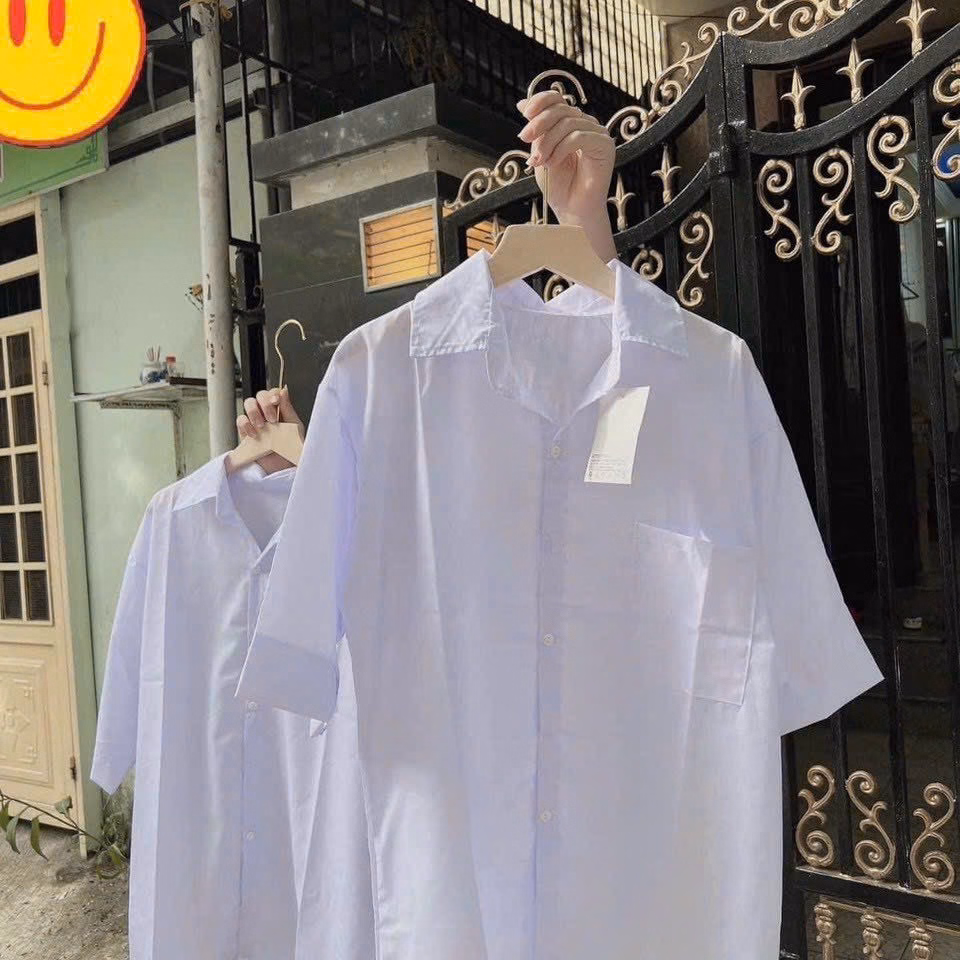 Áo Sơ Mi Trơn Nữ Đi Học Kiểu Dáng Lỡ Tay Chất Liệu Vải Mặc Mát Mẻ Phối Dáng Tinh Tế Form Rộng Bao Đẹp Hàng Hot Trend-Htm Fashion - Ảnh 7