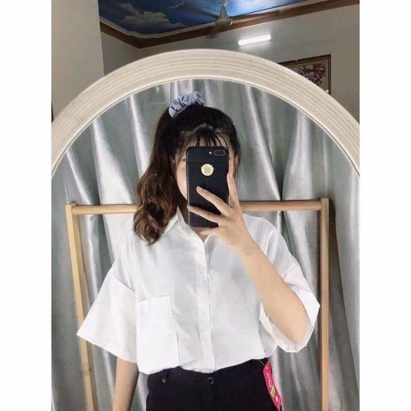 Áo Sơ Mi Trơn Nữ Đi Học Kiểu Dáng Lỡ Tay Chất Liệu Vải Mặc Mát Mẻ Phối Dáng Tinh Tế Form Rộng Bao Đẹp Hàng Hot Trend-Htm Fashion - Ảnh 6