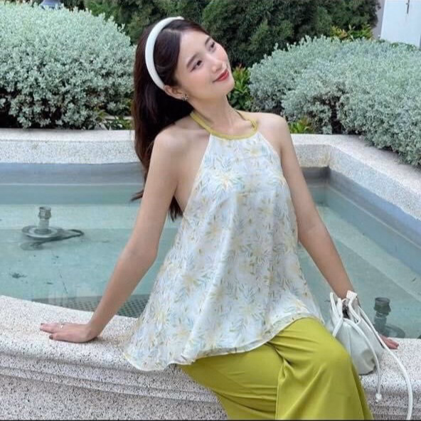 Set Bộ Đồ Nữ Áo Cổ Yếm Mix Quần Lụa Ống Rộng Sa933 - Sam Store - Ảnh 6