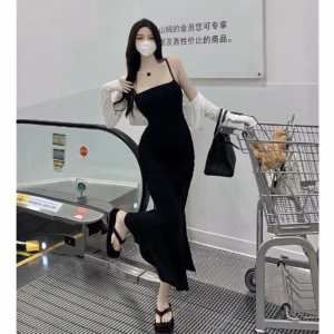 Set Đầm Váy Nữ Đầm Thun 2 Dây Kèm Áo Khoác Thun Gân Bt844 - Nana House