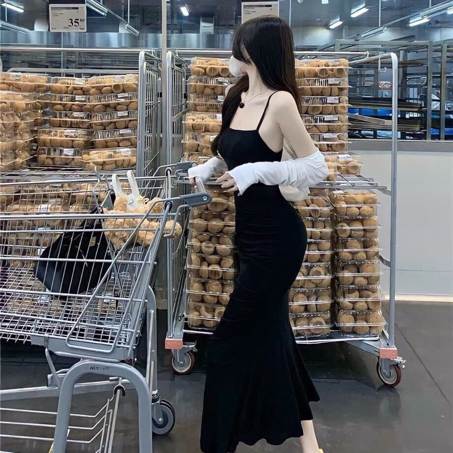 Set Đầm Váy Nữ Đầm Thun 2 Dây Kèm Áo Khoác Thun Gân Bt844 - Nana House - Ảnh 4