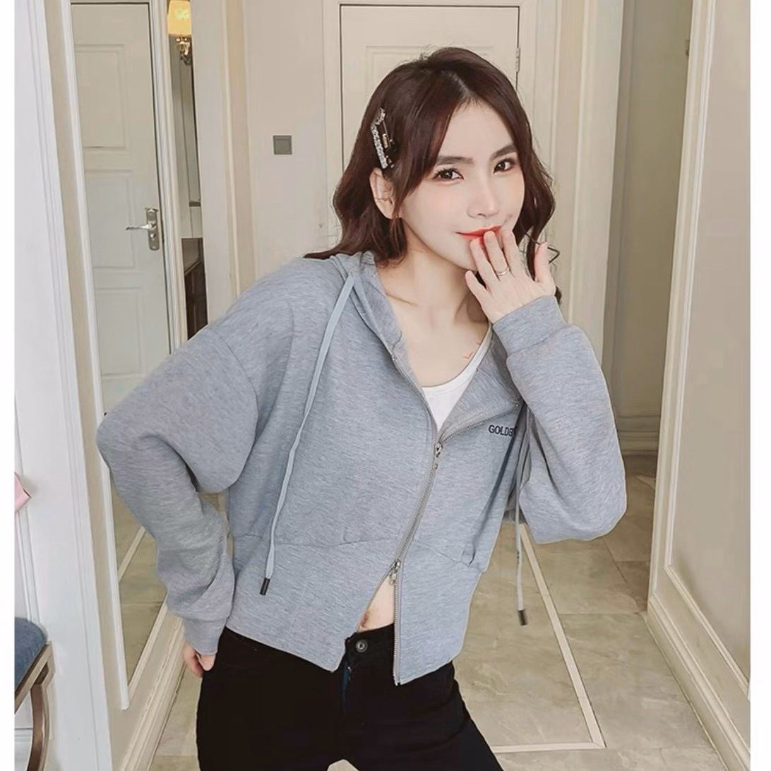 Áo Khoác Lửng Croptop Nữ Chất Liệu Nỉ Ngoại Dày Thoáng Mát Có Thêu Chữ Goldenfurit Bao Đẹp Hàng Hot Trend-Htm Fashion - Ảnh 3