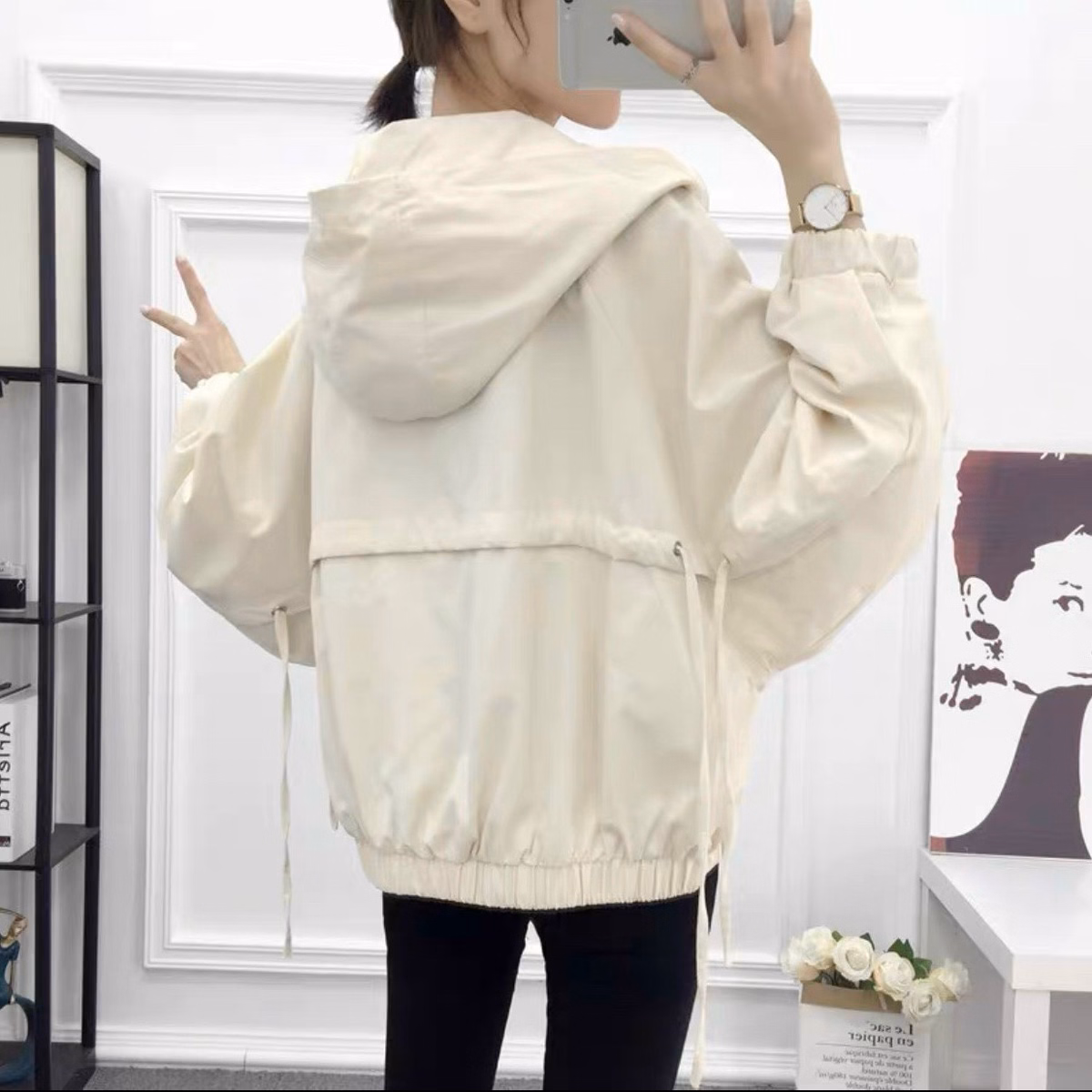 Áo Khoác Kaki Lửng Nữ Có Phối Cúc Bấm Kèm Dây Rút Siêu Tiện Lợi Chất Form Đẹp Kiểu Dáng Hàn Áo Đẹp Hàng Hot Trend-Htm Fashion - Ảnh 7