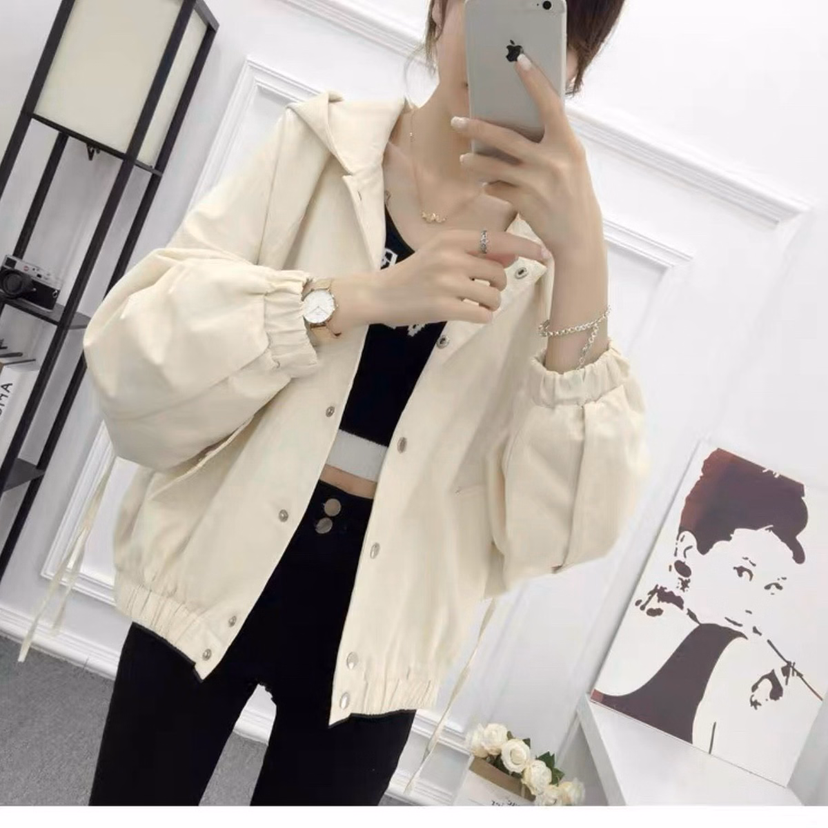 Áo Khoác Kaki Lửng Nữ Có Phối Cúc Bấm Kèm Dây Rút Siêu Tiện Lợi Chất Form Đẹp Kiểu Dáng Hàn Áo Đẹp Hàng Hot Trend-Htm Fashion - Ảnh 15