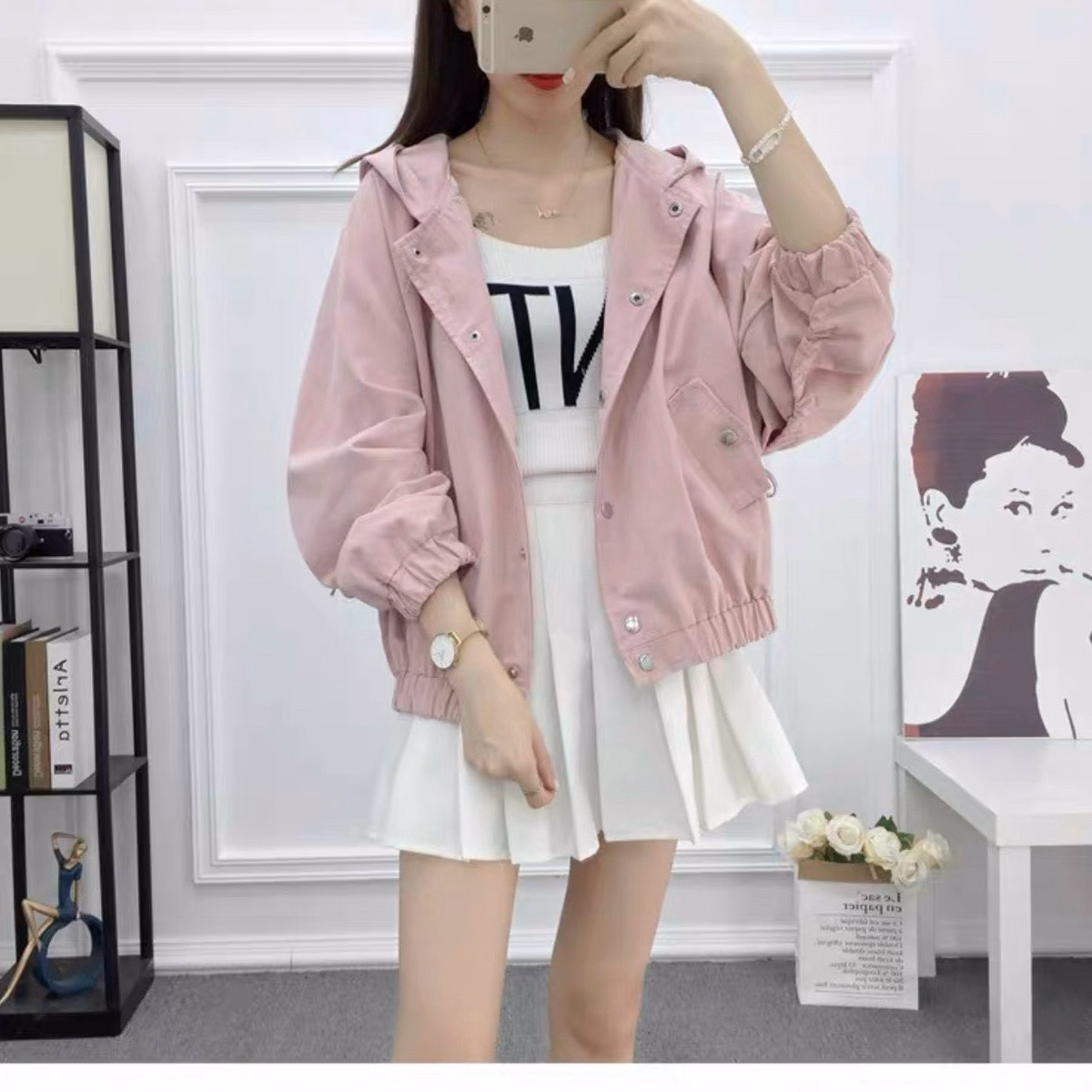 Áo Khoác Kaki Lửng Nữ Có Phối Cúc Bấm Kèm Dây Rút Siêu Tiện Lợi Chất Form Đẹp Kiểu Dáng Hàn Áo Đẹp Hàng Hot Trend-Htm Fashion - Ảnh 13