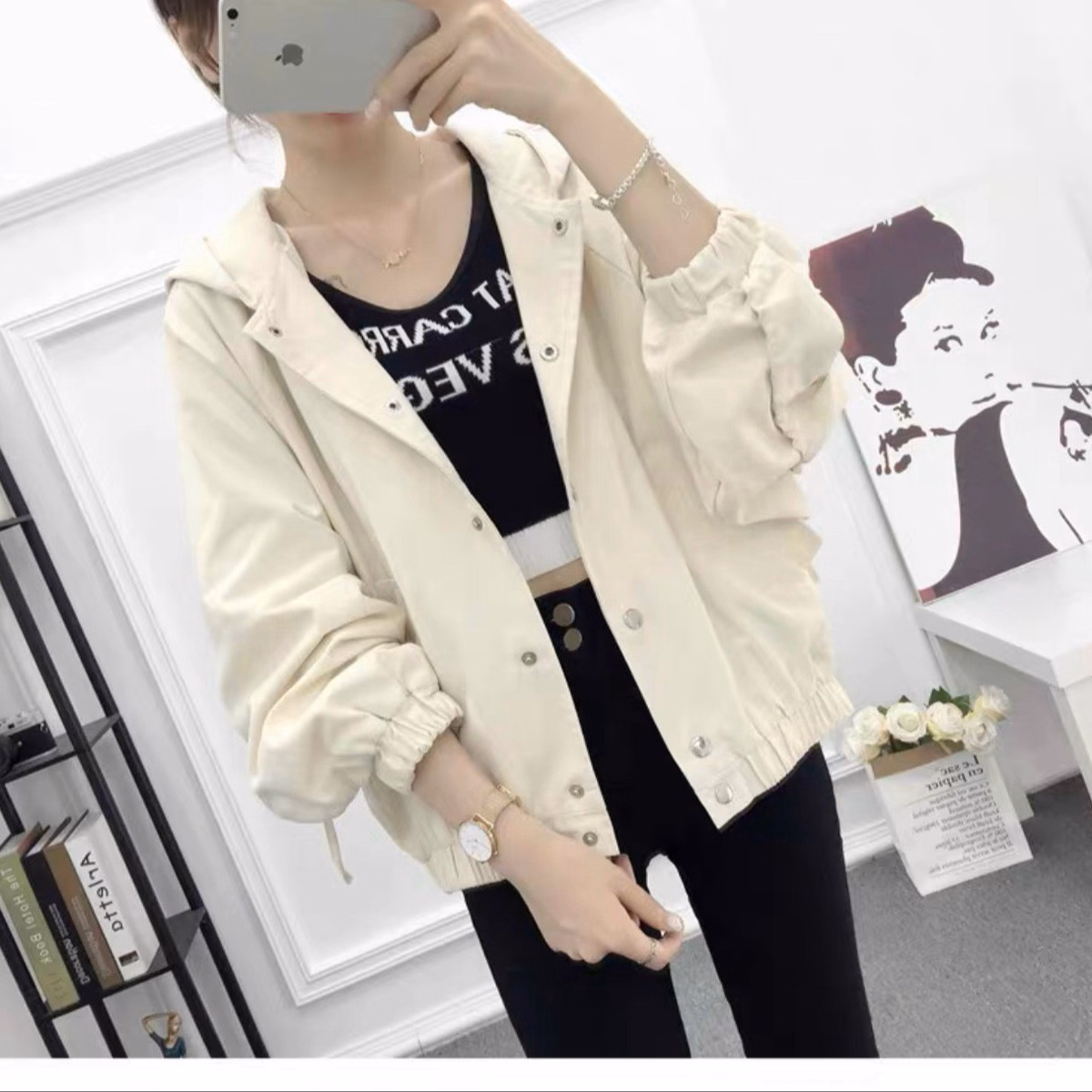 Áo Khoác Kaki Lửng Nữ Có Phối Cúc Bấm Kèm Dây Rút Siêu Tiện Lợi Chất Form Đẹp Kiểu Dáng Hàn Áo Đẹp Hàng Hot Trend-Htm Fashion - Ảnh 18