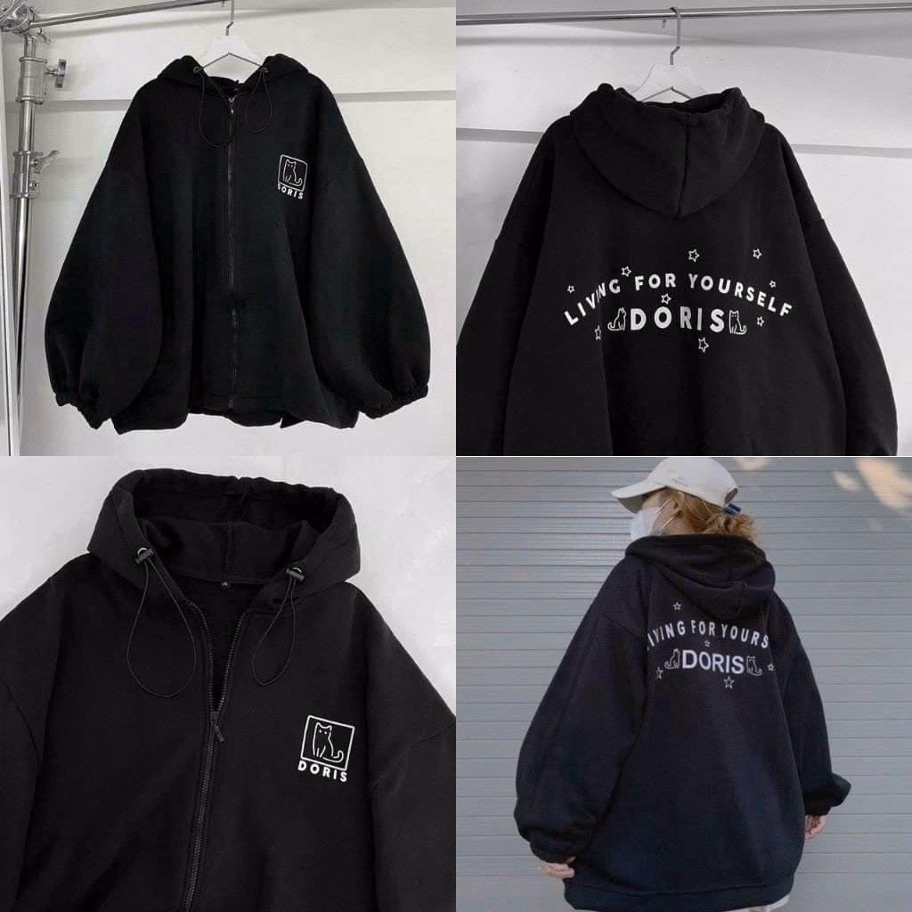 Áo Khoác Nỉ Hoodie Doris Dây Kéo Phía Trước Nam Nữ Unisex Ug771- Nana House - Ảnh 4