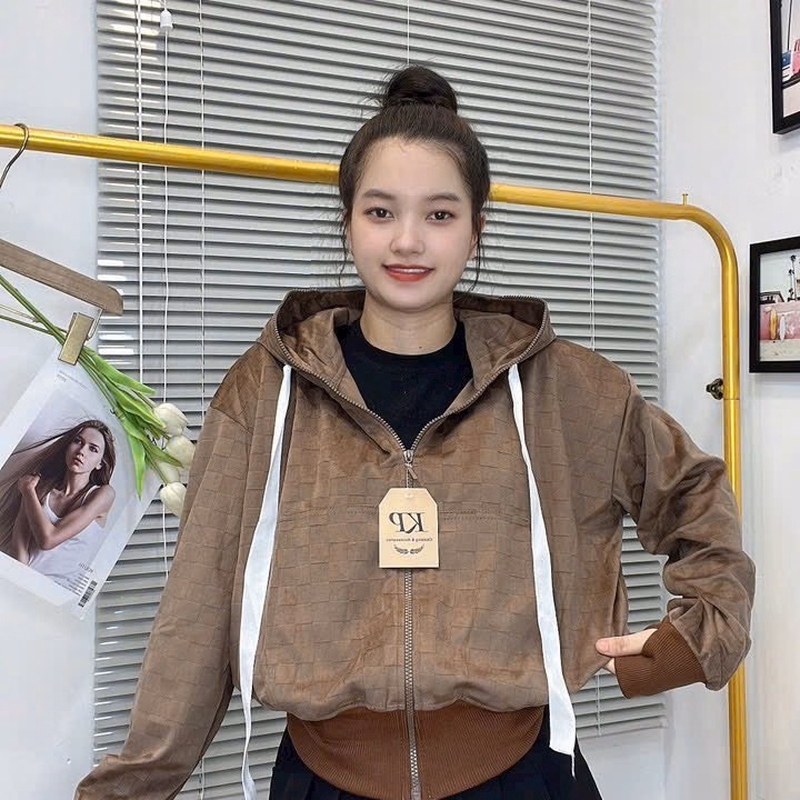 Áo Khoác Nỉ Kiểu Dáng Lửng Nữ Chất Liệu Vải Dập In Họa Tiết Nổi Chữ Siêu Xinh Có Nón Trùm Đầu Cực Xinh Kèm Khóa Zip Áo Đẹp Hàng Hot Trend-Htm Fashion - Ảnh 4