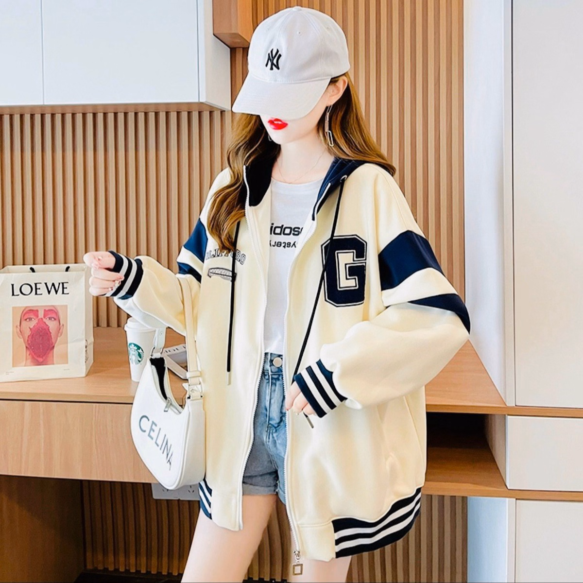 Áo Hoodie Zip Nam Nữ Với Chất Liệu Vải Nỉ Ngoại Dày Dặn Có In Thêu Chữ G Phối Form Rộng Cực Chất Có Sọc Bên 2 Tay Siêu Đẹp Hàng Hot Trend-Htm Fashion - Ảnh 4